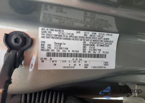 2015 Ford Focus Se z USA, uszkodzony, nr VIN 1FADP3F21FL247239